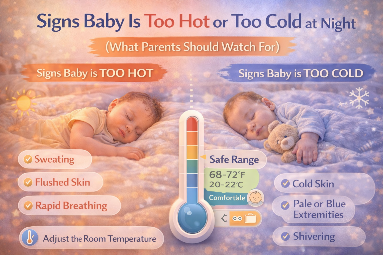 signs baby is too hot or too cold at night